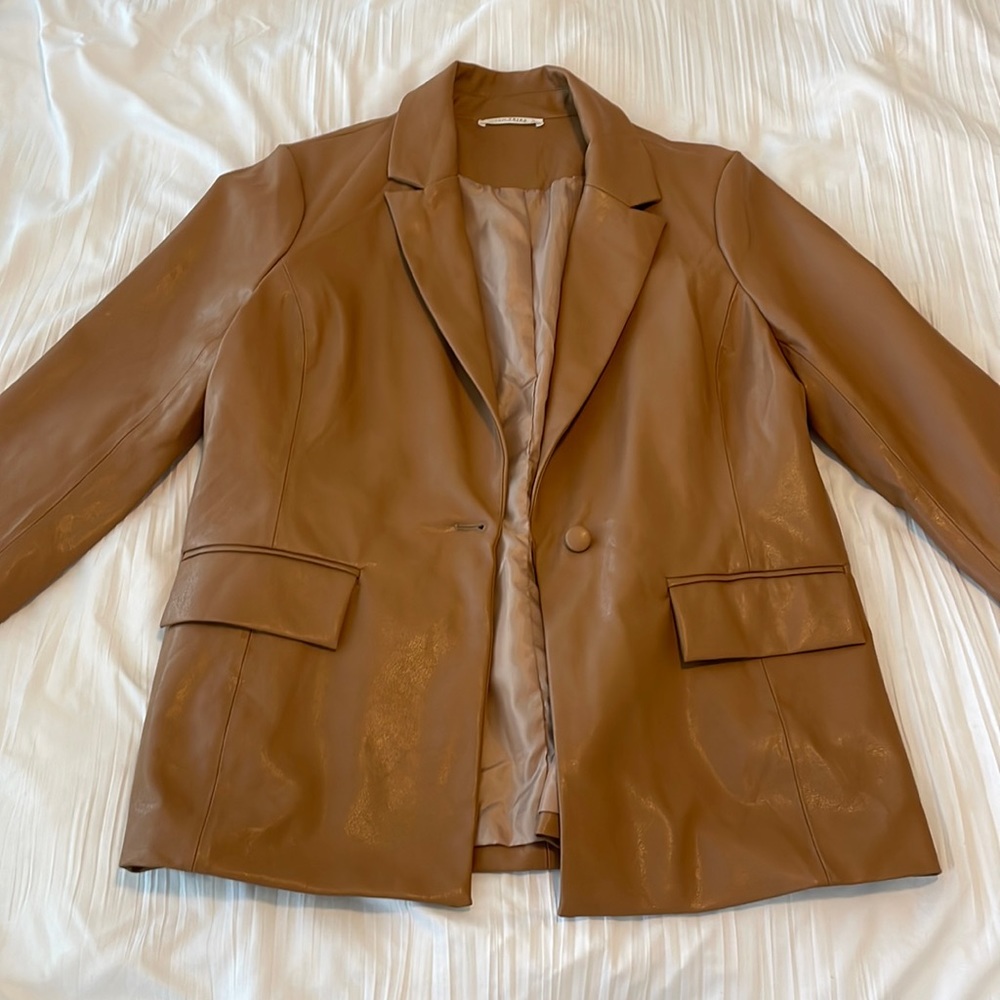 12th Tribe Camel Faux Leather Jacket. Never Worn. Size: S